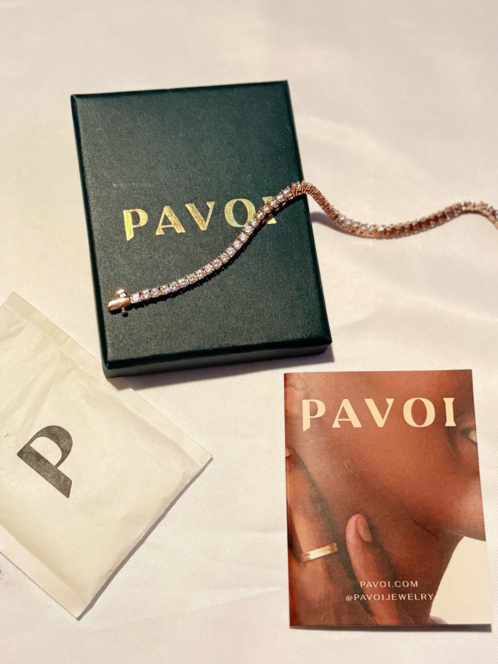 NEW PAVOI 14K Rose Gold Plated 4mm Tennis Bracelet